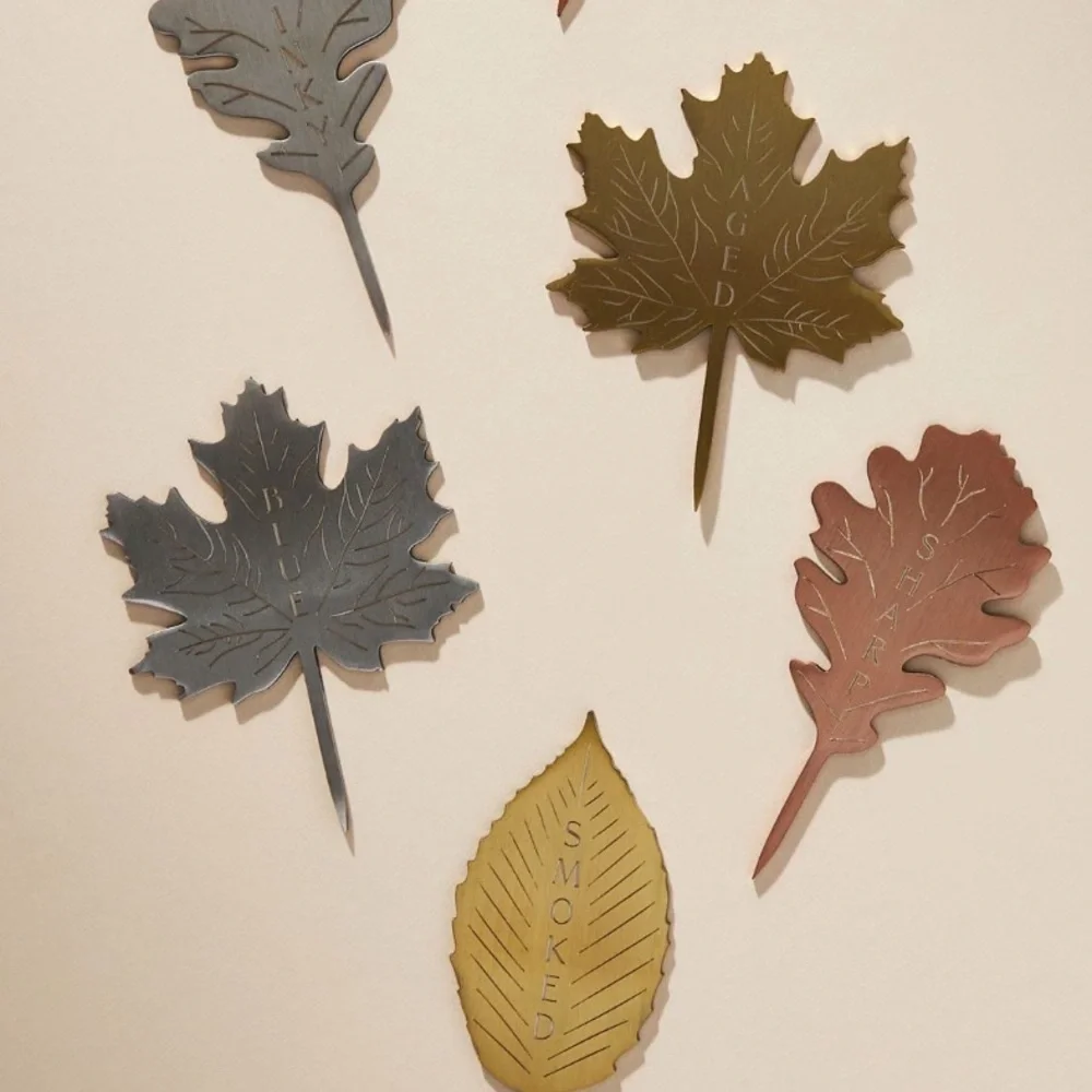 Anthropologie Foliage - Leaf Design Cheese Markers - Copper and Gold